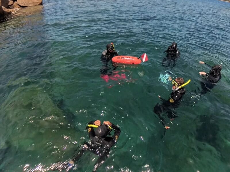 Groupe de personne pratiquand le snorkeling