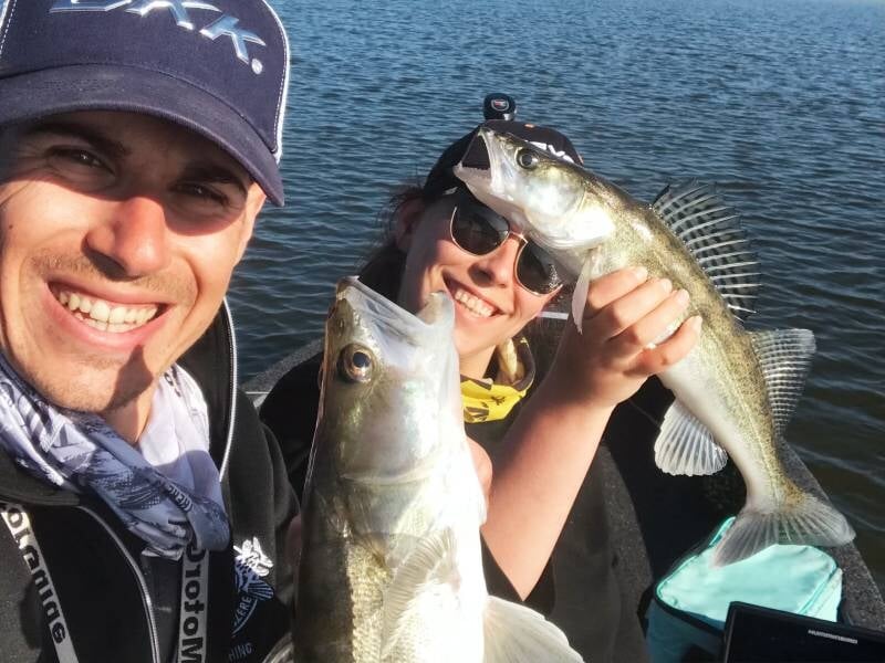 double prise au leurre au lac de charpal