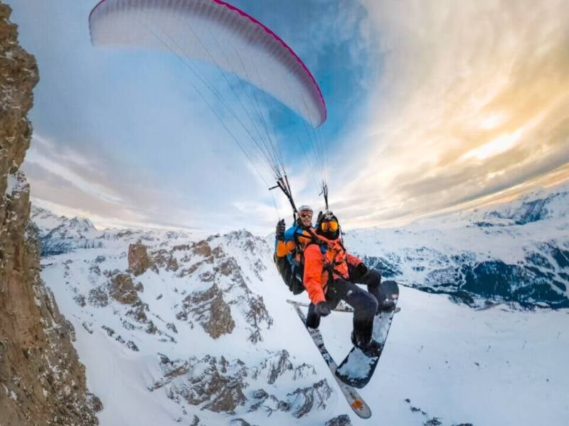 baptême de parapente à ski à courchevel