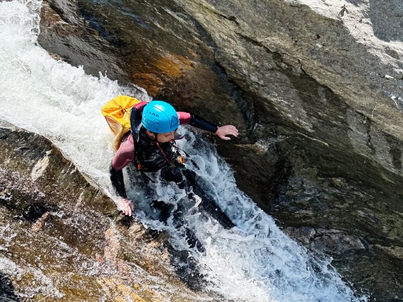 canyoniste dans le haut roujanel