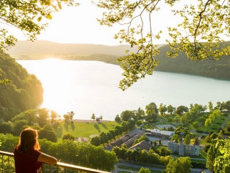 personne qui observe la vue sur un lac