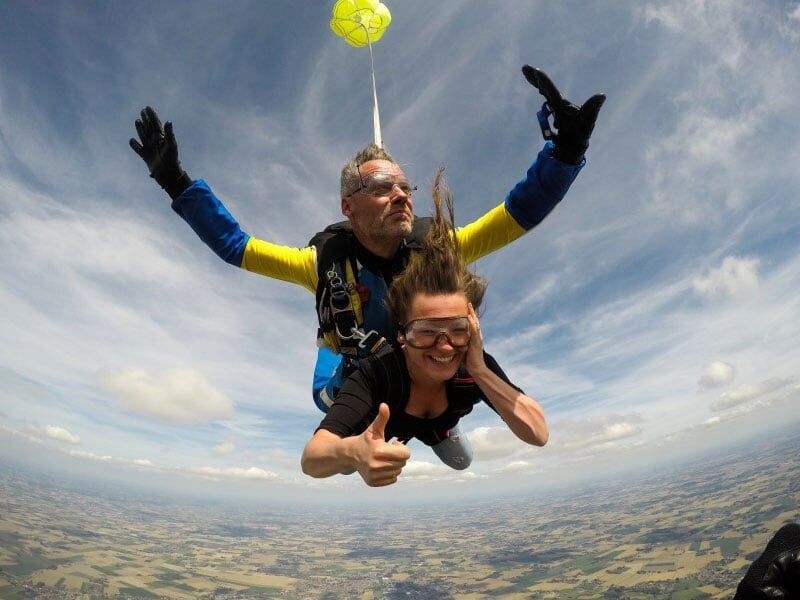 juste avant d'ouvrir le parachute