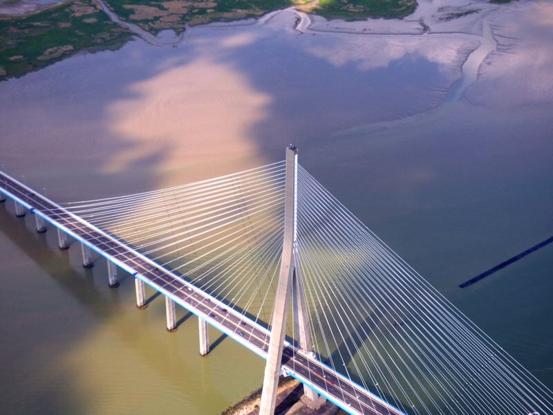 une partie du pont de Normandie vu du ciel