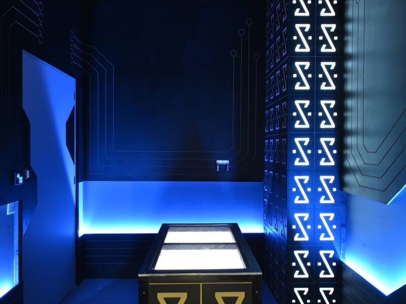intérieur futuriste pour le décor du cyber casse