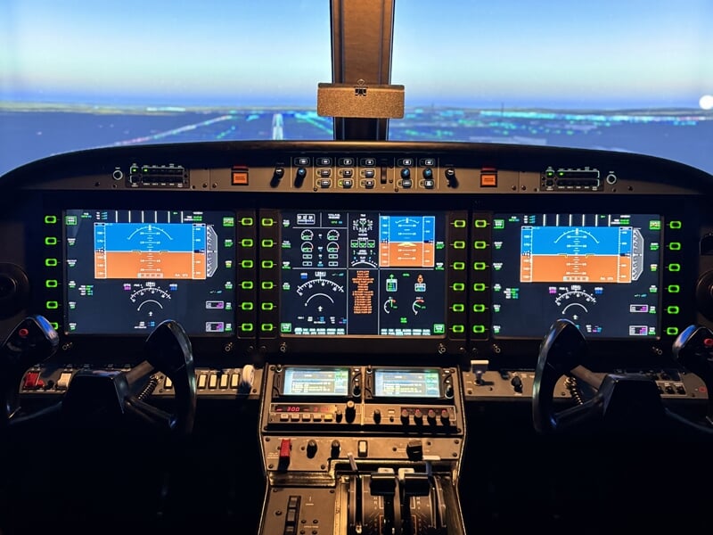 Panneau de commande d'un simulateur de pilotage